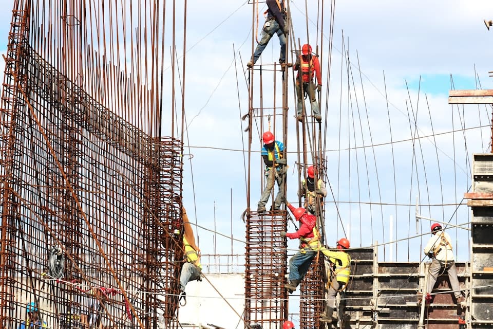 Workers on scaffolding