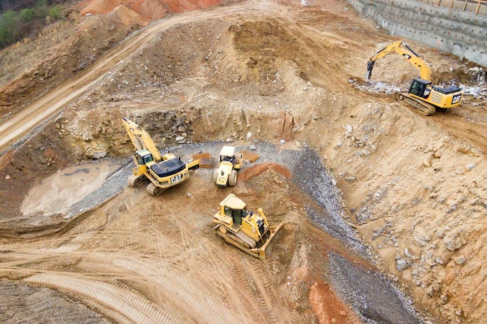 Excavators working a quarry